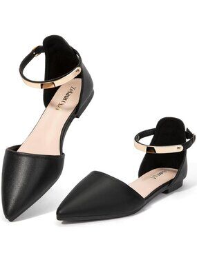 Women's Flats Shoes Rhinestone Black/Pu Pointed Toe Comfort Flat Silver Bowknot